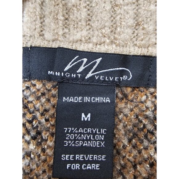 Midnight Velevet Mock Turtle Neck Animal Print Sweater Dress-Tan Multiprint-SZ M - Picture 8 of 9